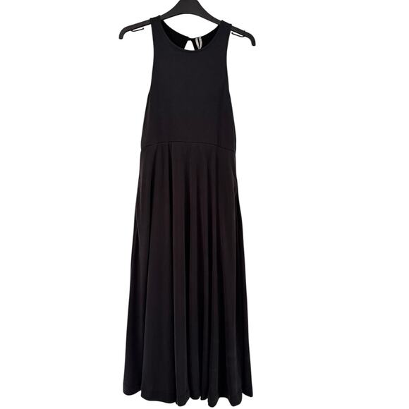By Anthropologie Black Knit Backless Fit & Flare Midi Dress Size Small Pockets - Picture 1 of 7